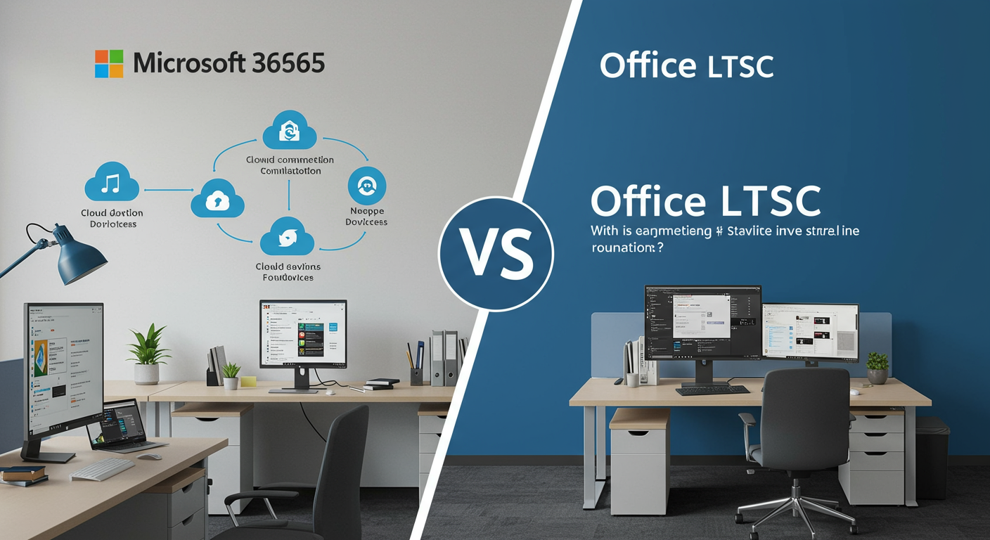 Microsoft 365とOffice LTSCの機能比較を示す画像