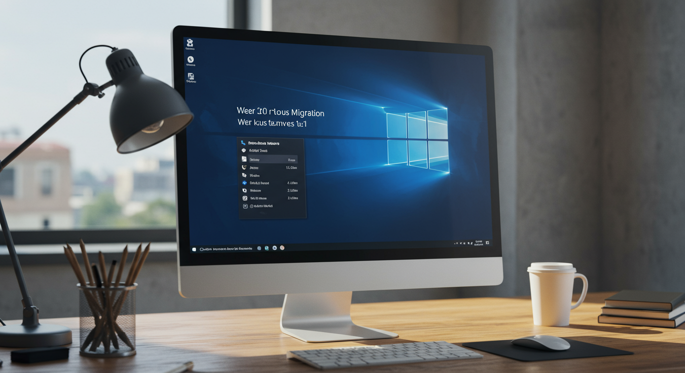 Windows 10からWindows 11への移行を示すコンピュータ画面
