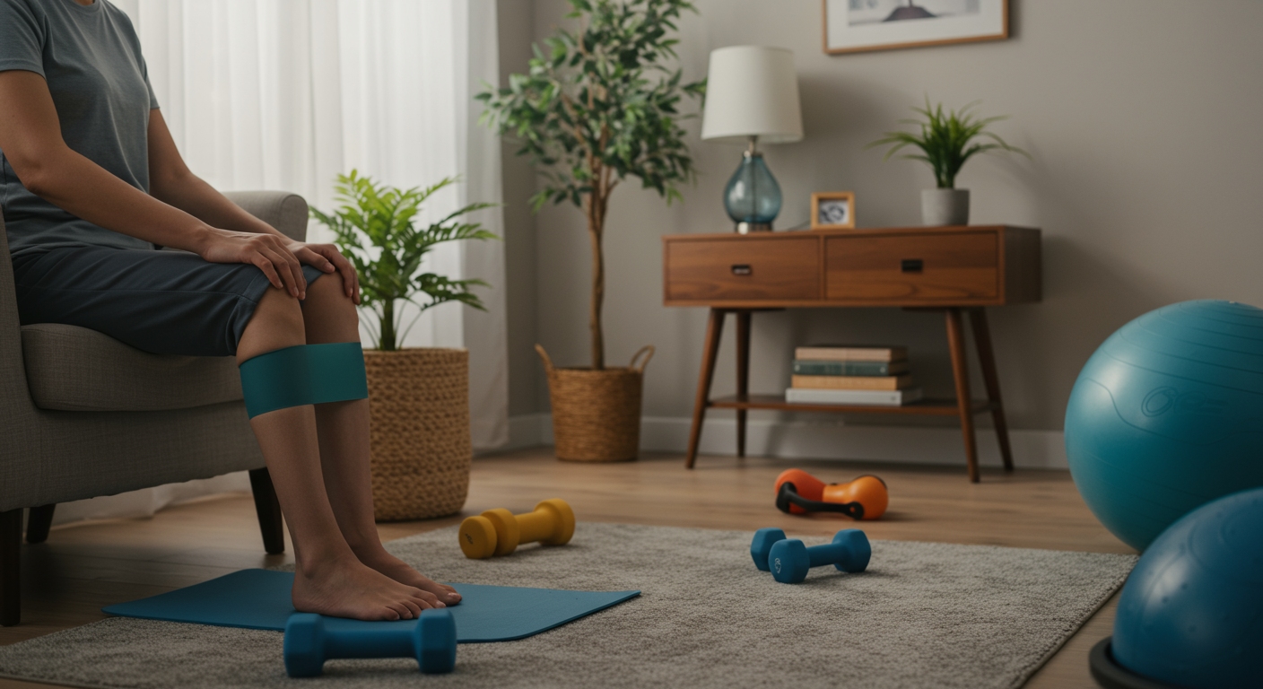 自宅でのリハビリテーション運動の様子