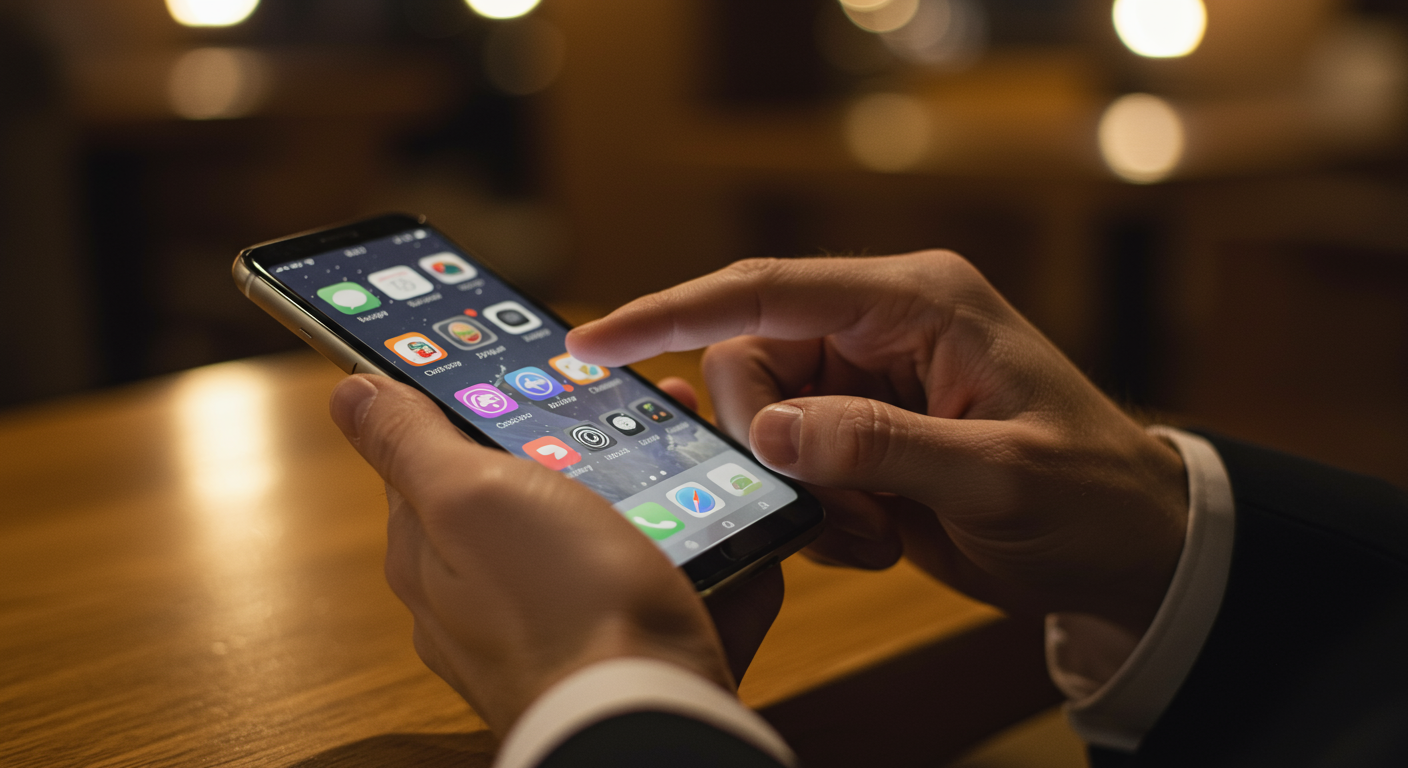 スマートフォンでコンパニオン予約をする様子