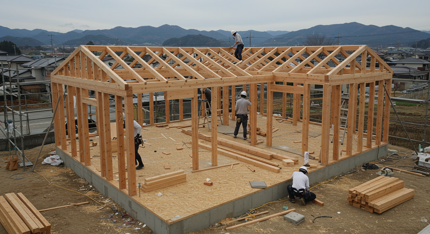 姫路の住宅建設現場