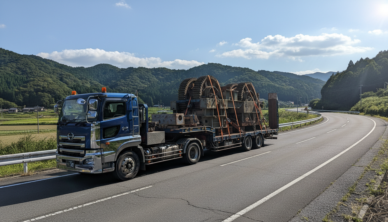 特殊車両通行許可の基本的な仕組みを示す大型トラックと道路のイメージ