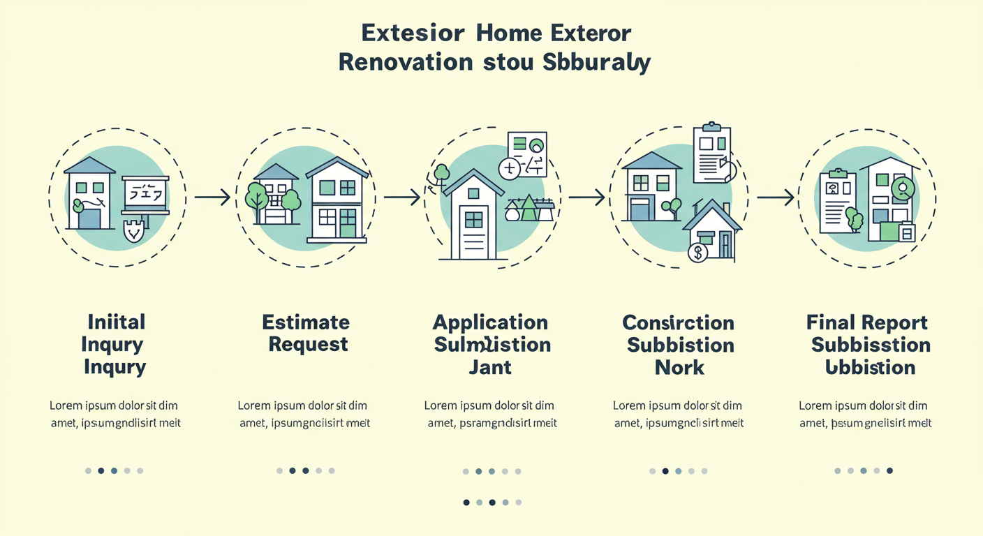 エクステリア補助金申請の5ステップフロー図