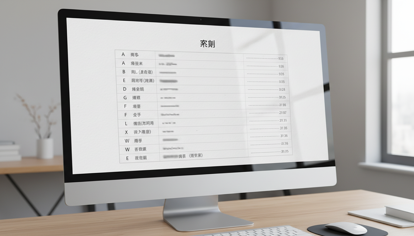 Word索引ページの例と構成要素