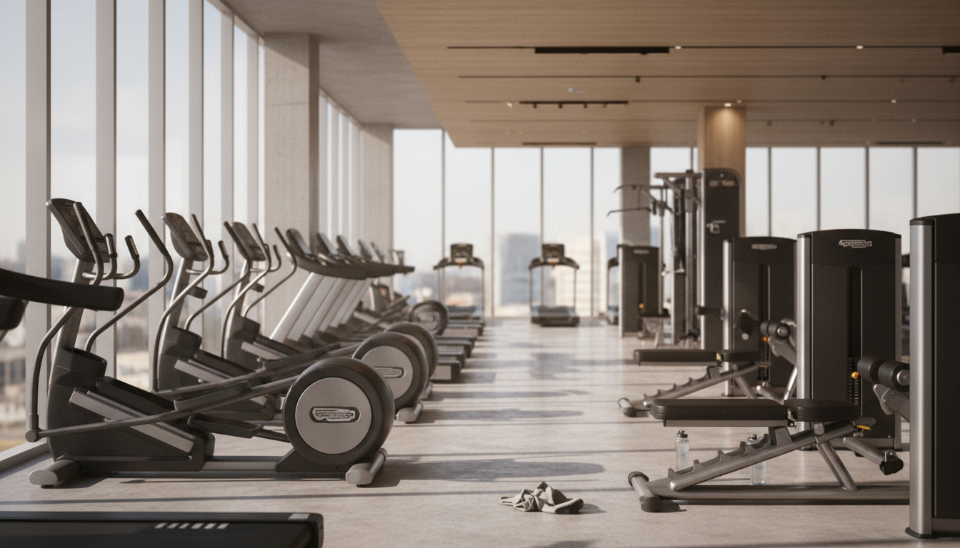 女性専用ジムでAIマシンを使ってトレーニングする様子