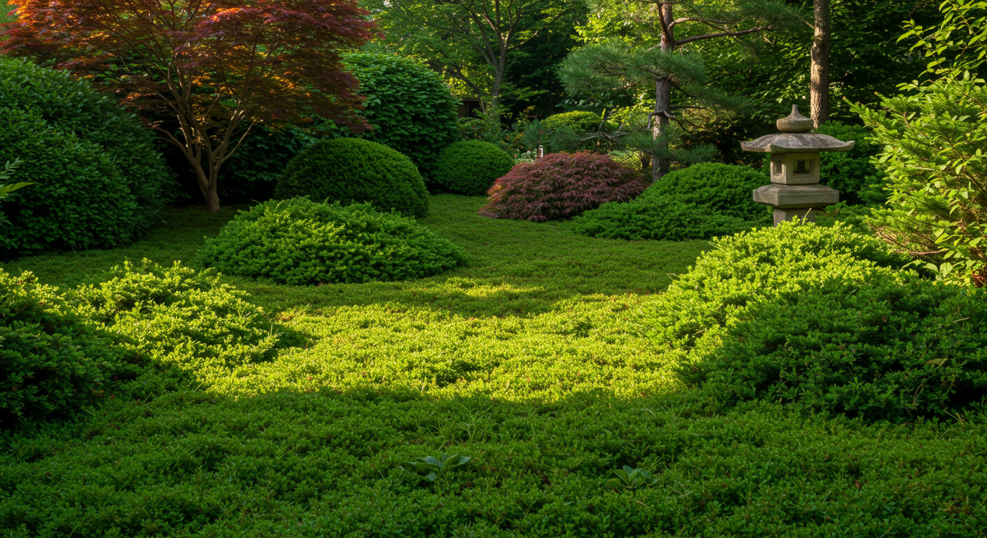 グランドカバープランツを活用した美しい庭の様子