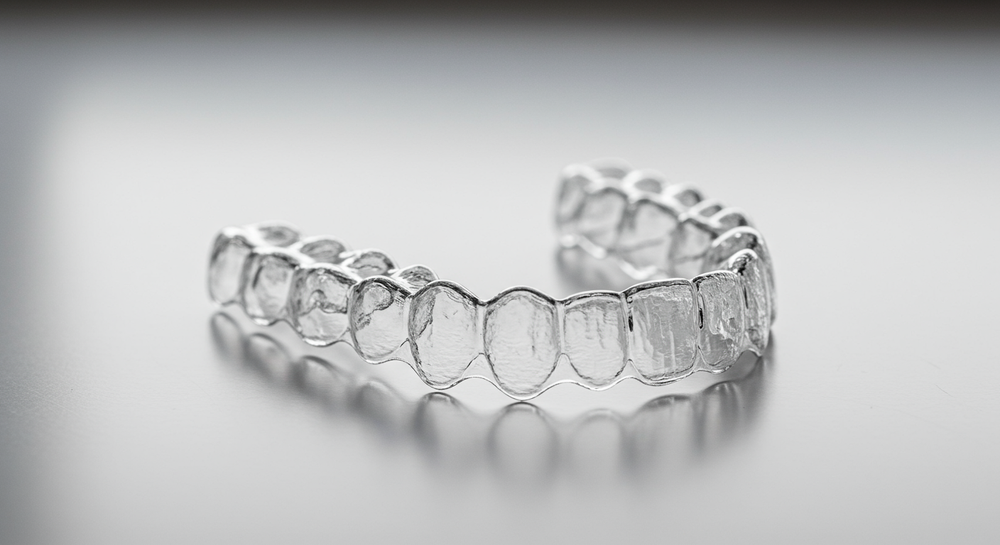 透明なマウスピース矯正装置の写真