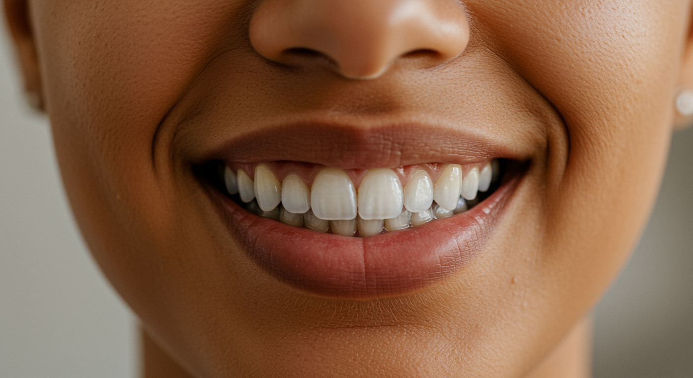マウスピース矯正を装着した笑顔の様子