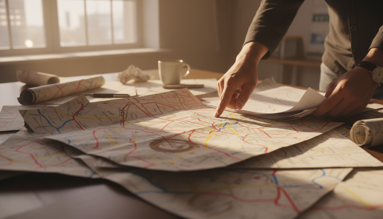 特殊車両の通行ルート変更を検討する様子