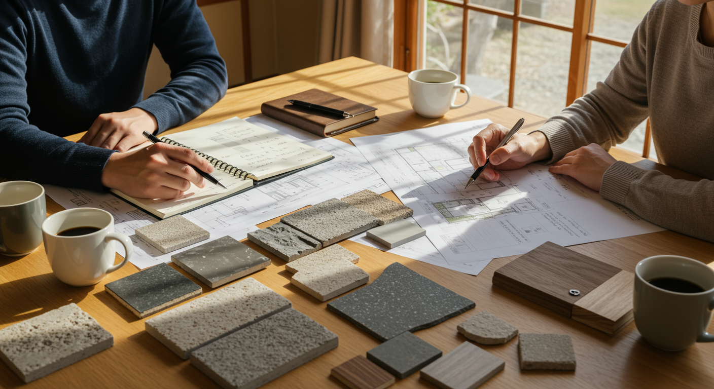 外構工事の打ち合わせの様子