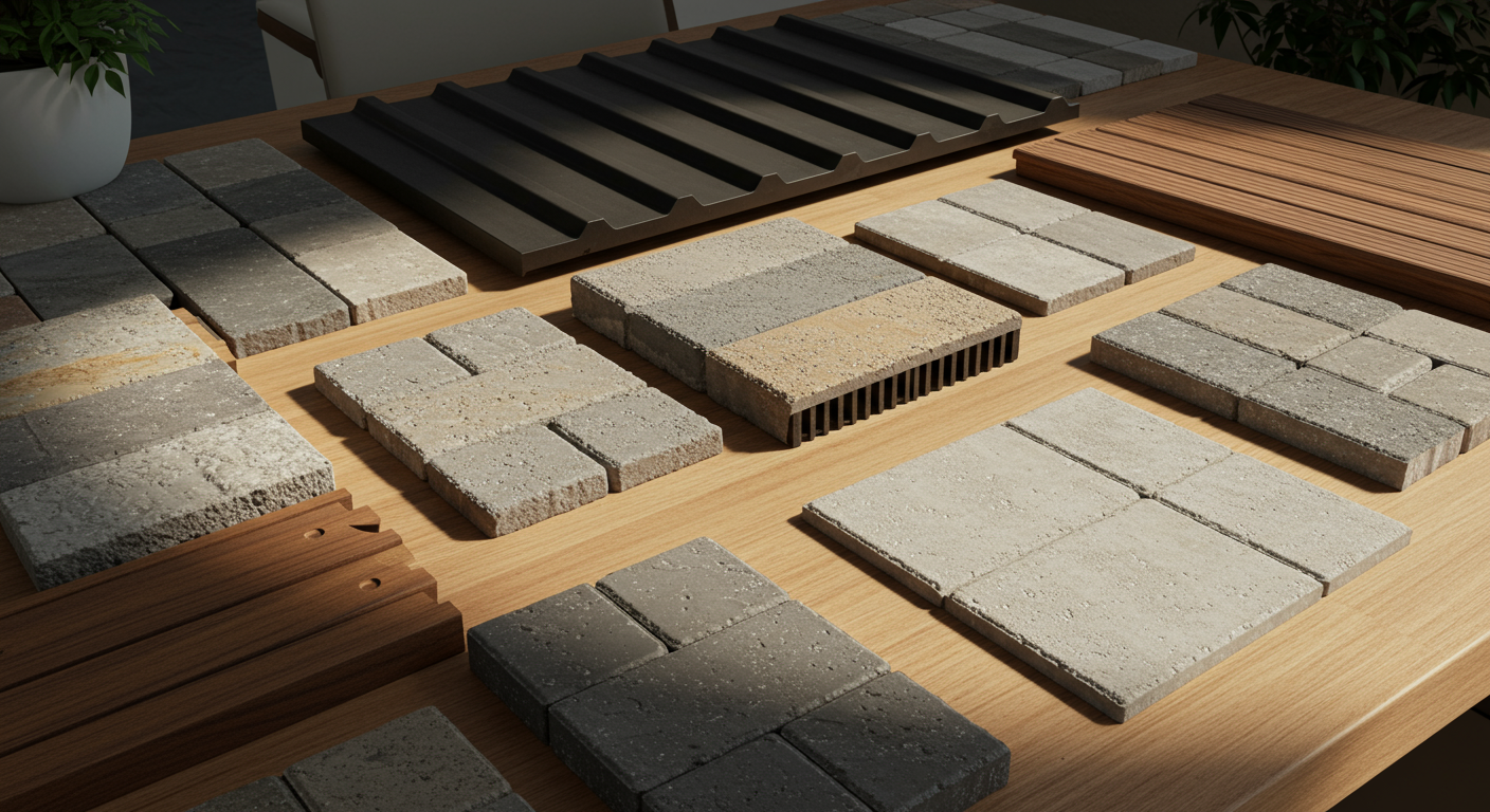 外構工事の材料サンプル