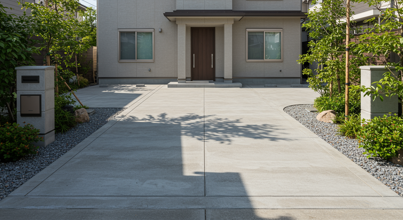 広々とした駐車スペースのある外構