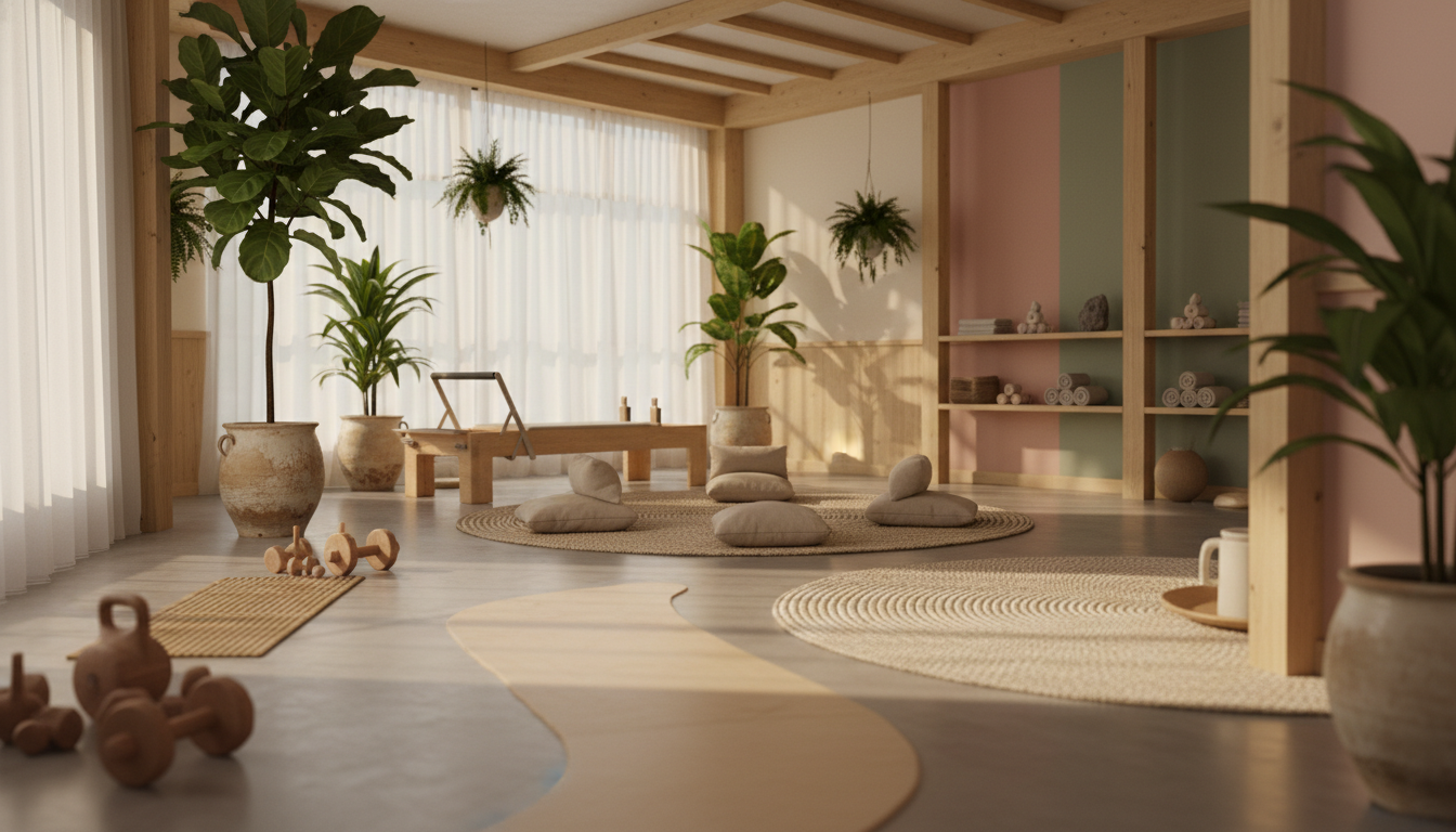 女性専用ジムで楽しくトレーニングする様子