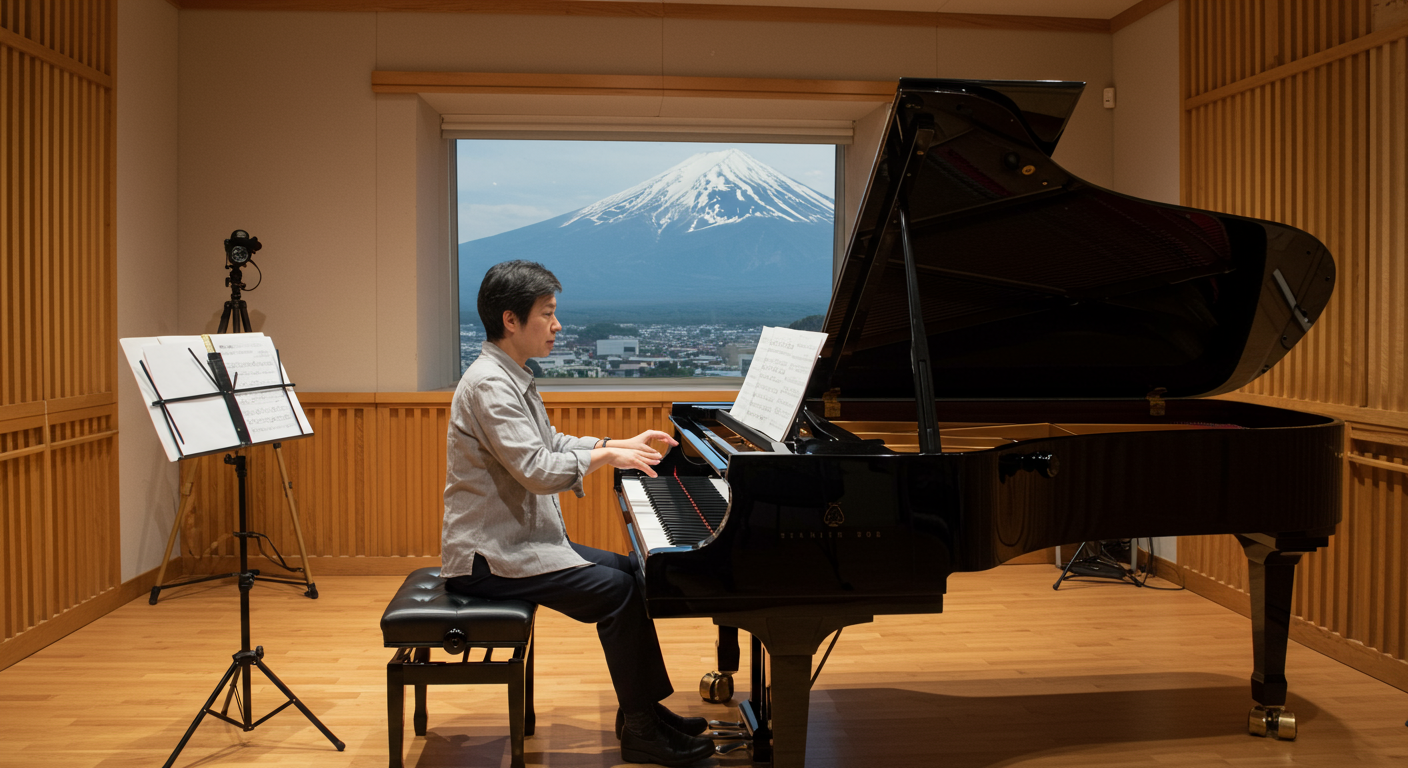 ピアノ講師と生徒のレッスン風景