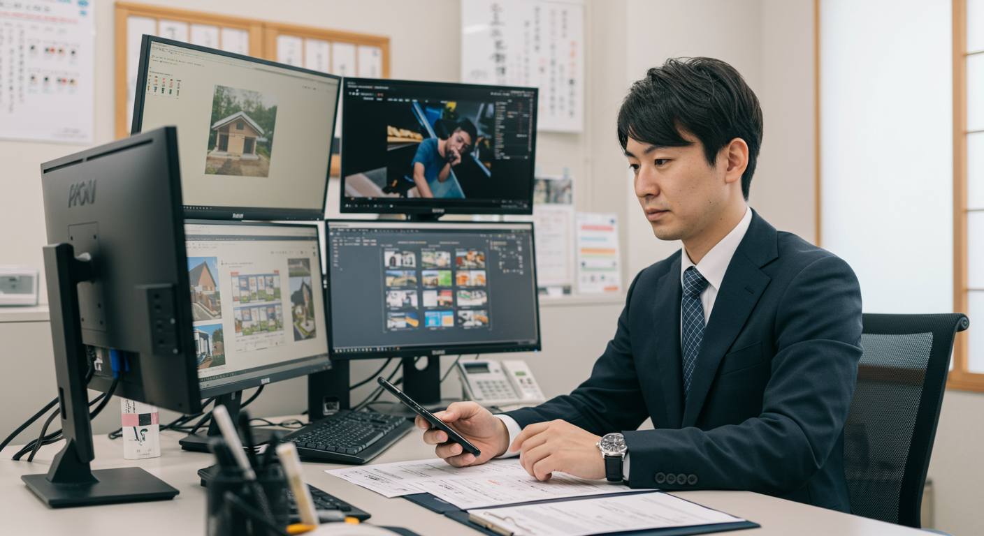 不動産営業マンが迅速に対応している様子