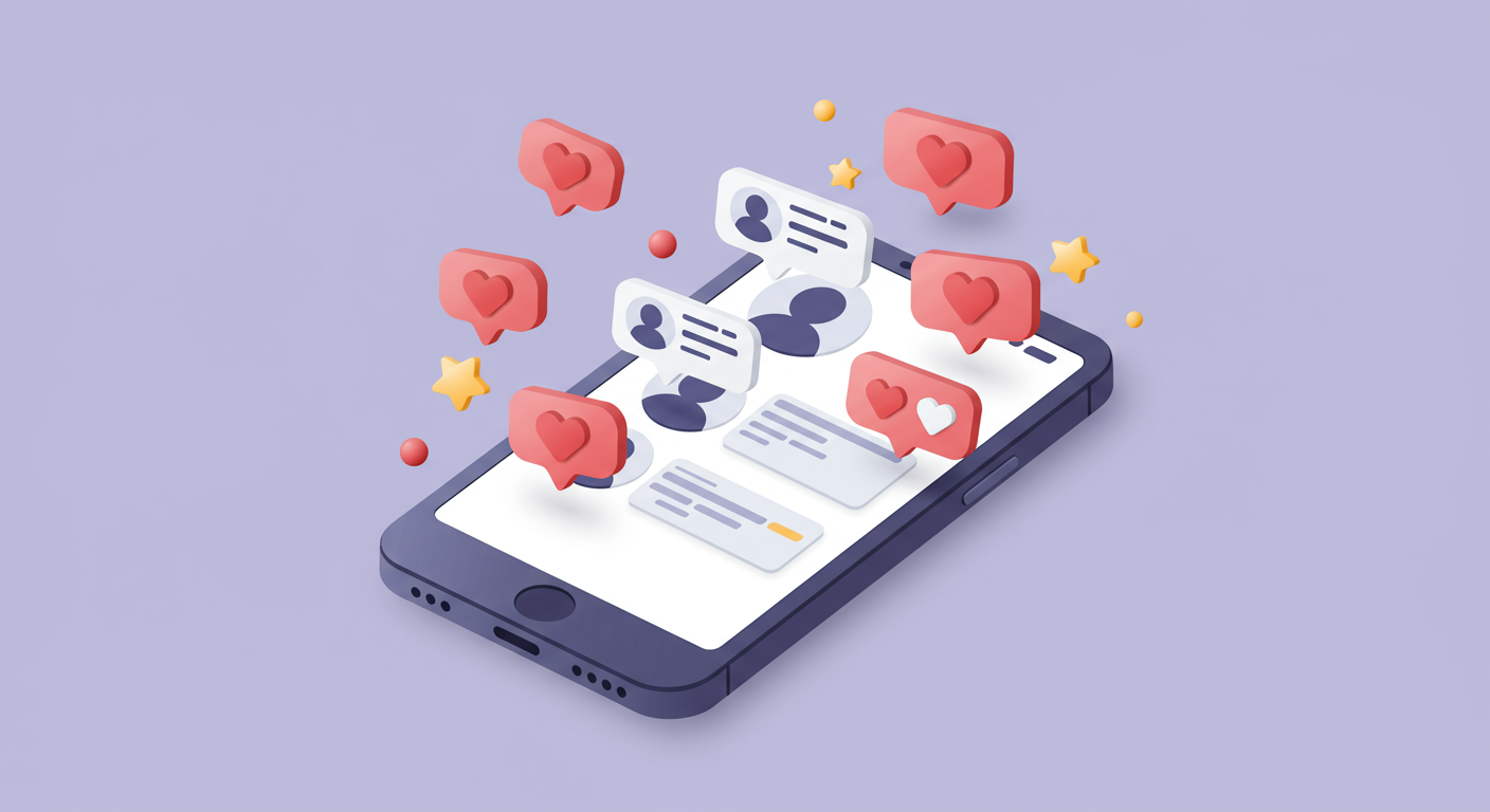 SNSでの推し活を表現したかわいいイラスト