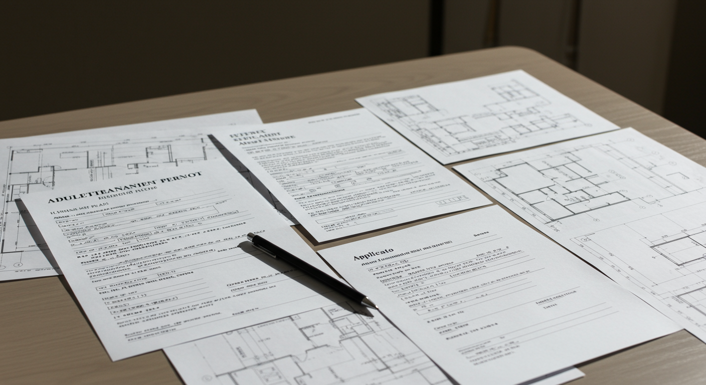 風俗営業許可申請書類と必要書類が整理された様子