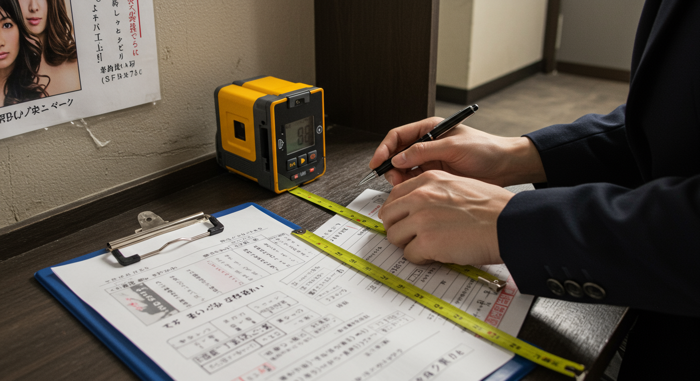 風俗営業許可申請の現地調査の様子