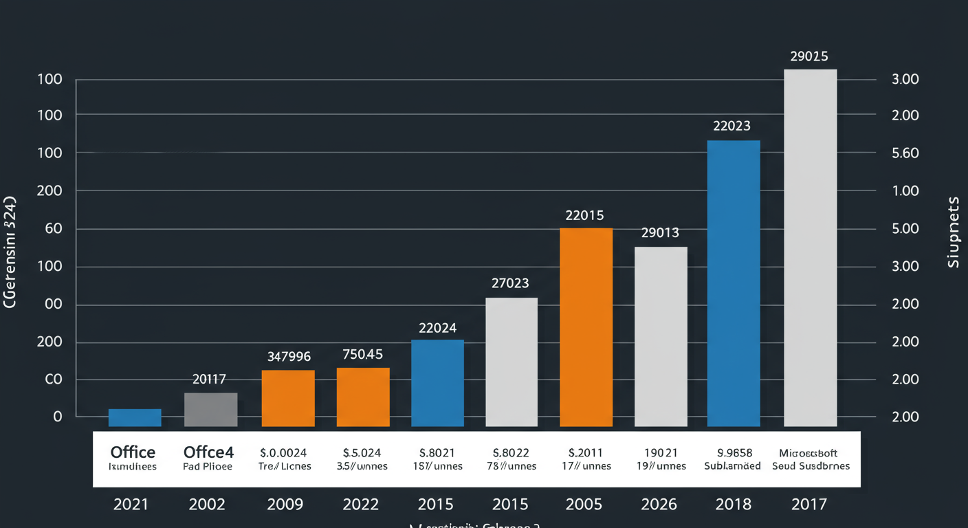 Office 2024とMicrosoft 365の価格比較グラフ
