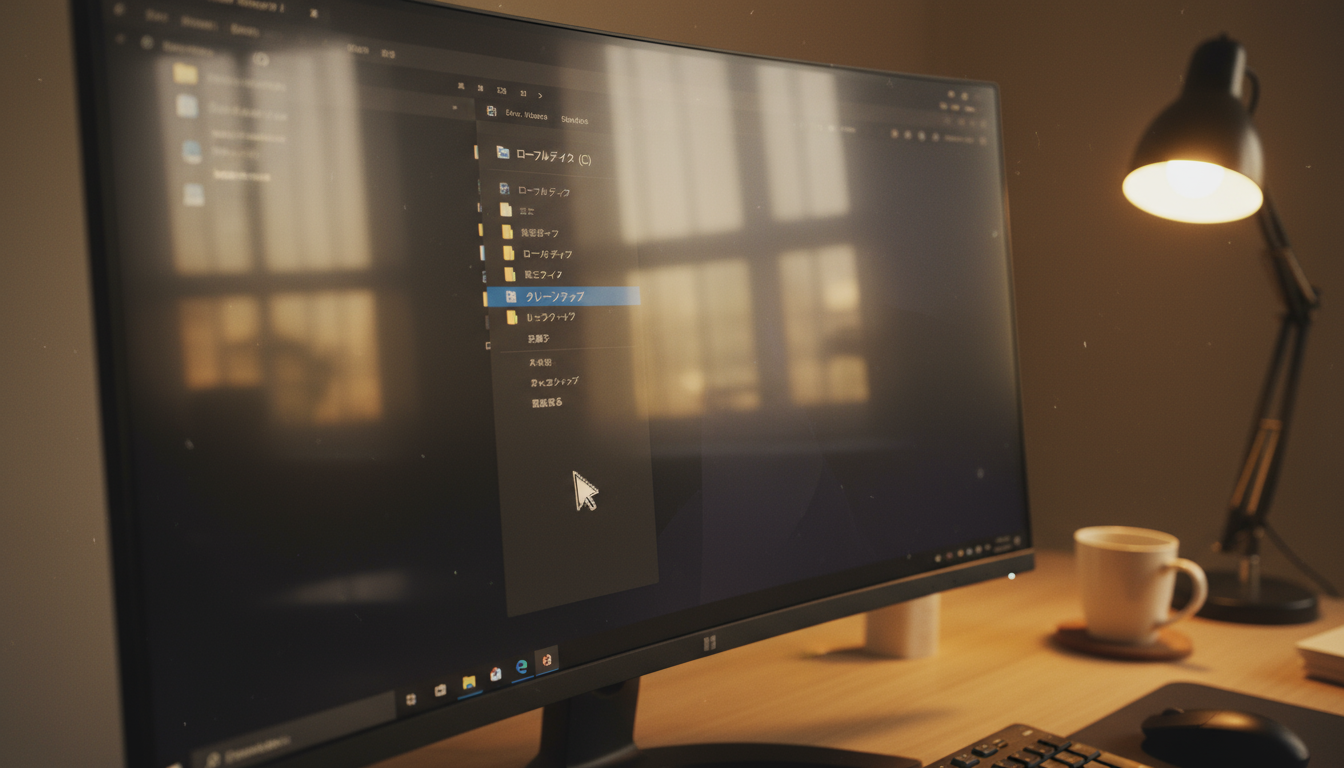 Windows 11のエクスプローラー画面でクリーンアップメニューを選択している様子