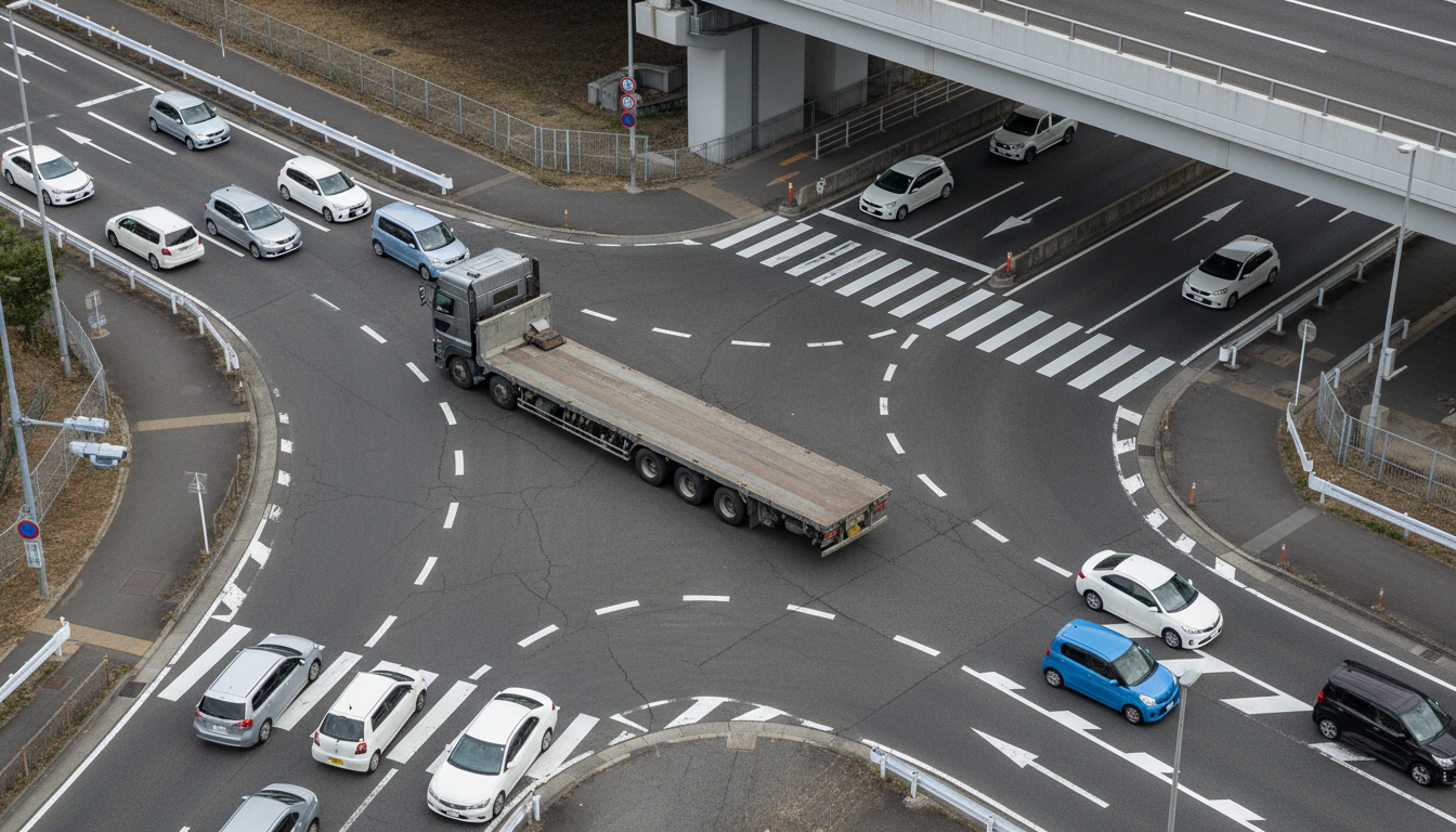 特殊車両通行許可の一般的制限値と対象車両の概要図
