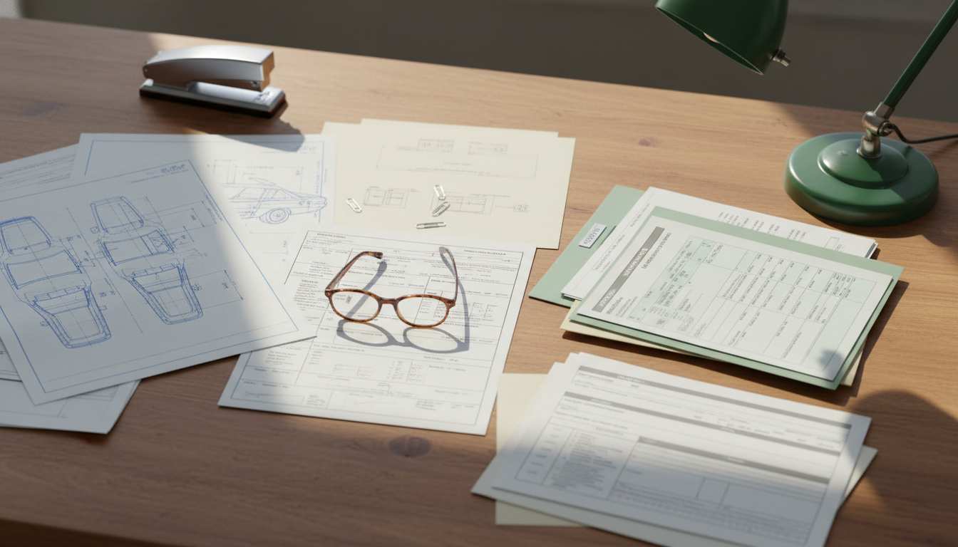 特殊車両通行許可の申請書類を準備する様子