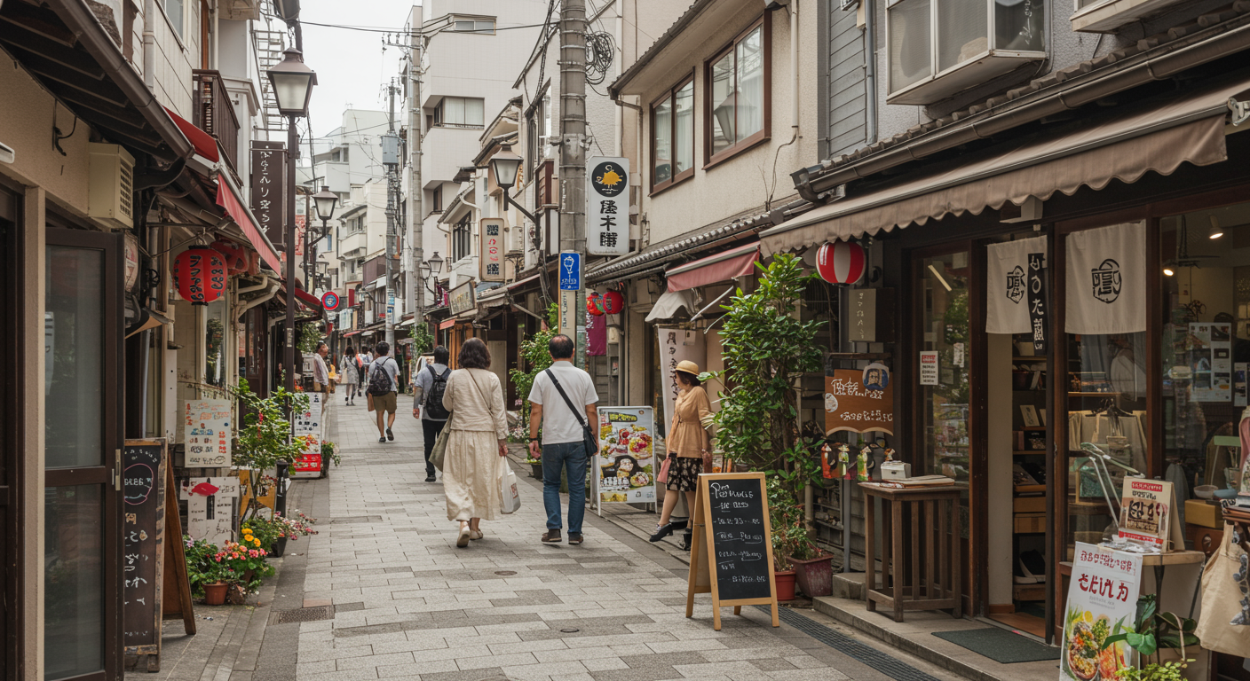 麻布十番エリアの街並みと生活感