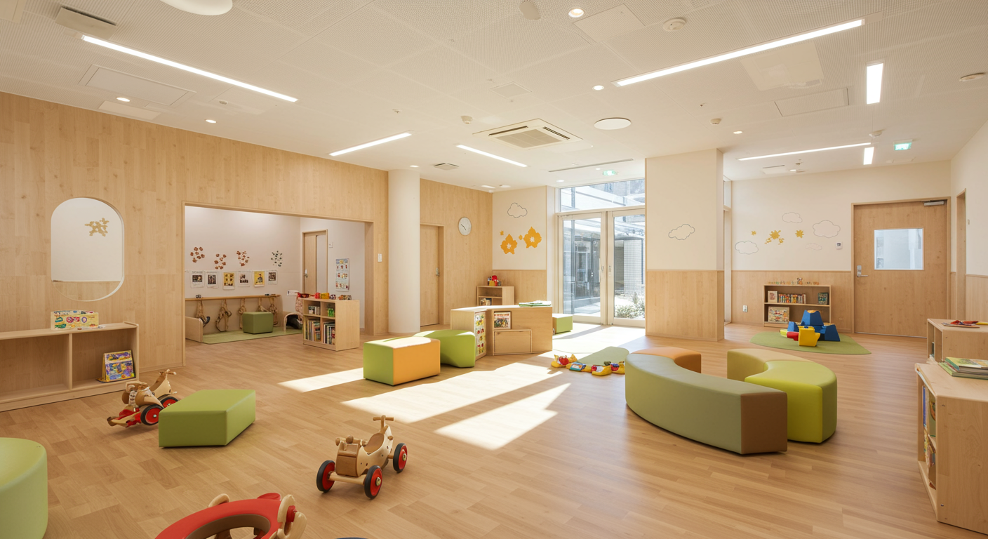 港区の子育て支援施設「あい・ぽーと」の内観と遊び場