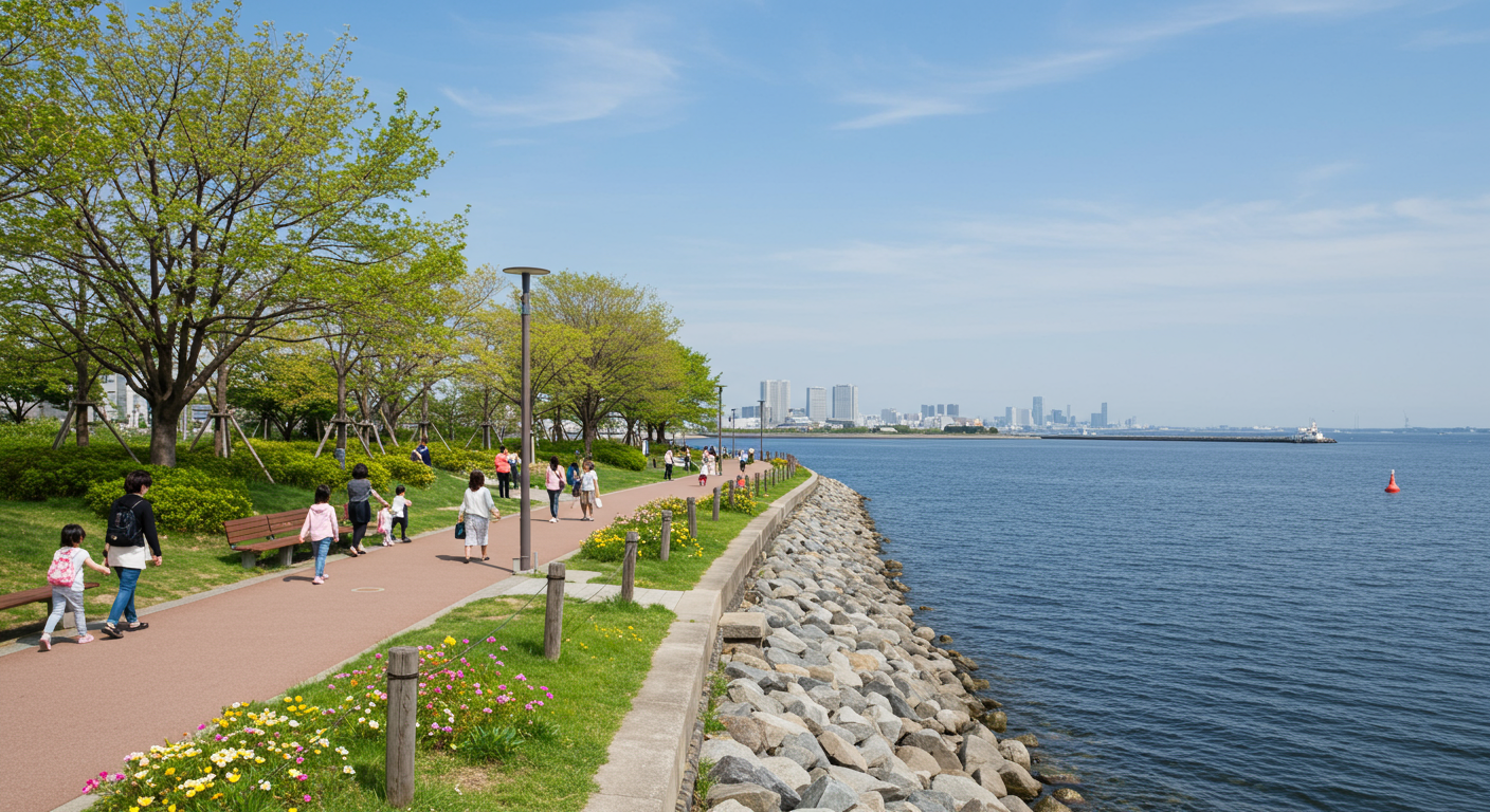 港区海岸エリアの親子が楽しむ水辺の公園と遊歩道