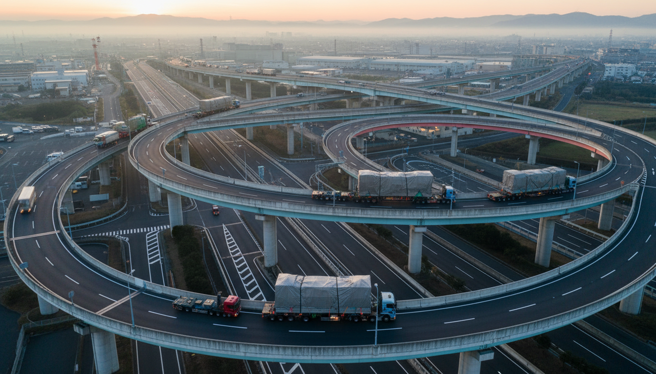 特殊車両通行許可申請の全体像を示すイメージ