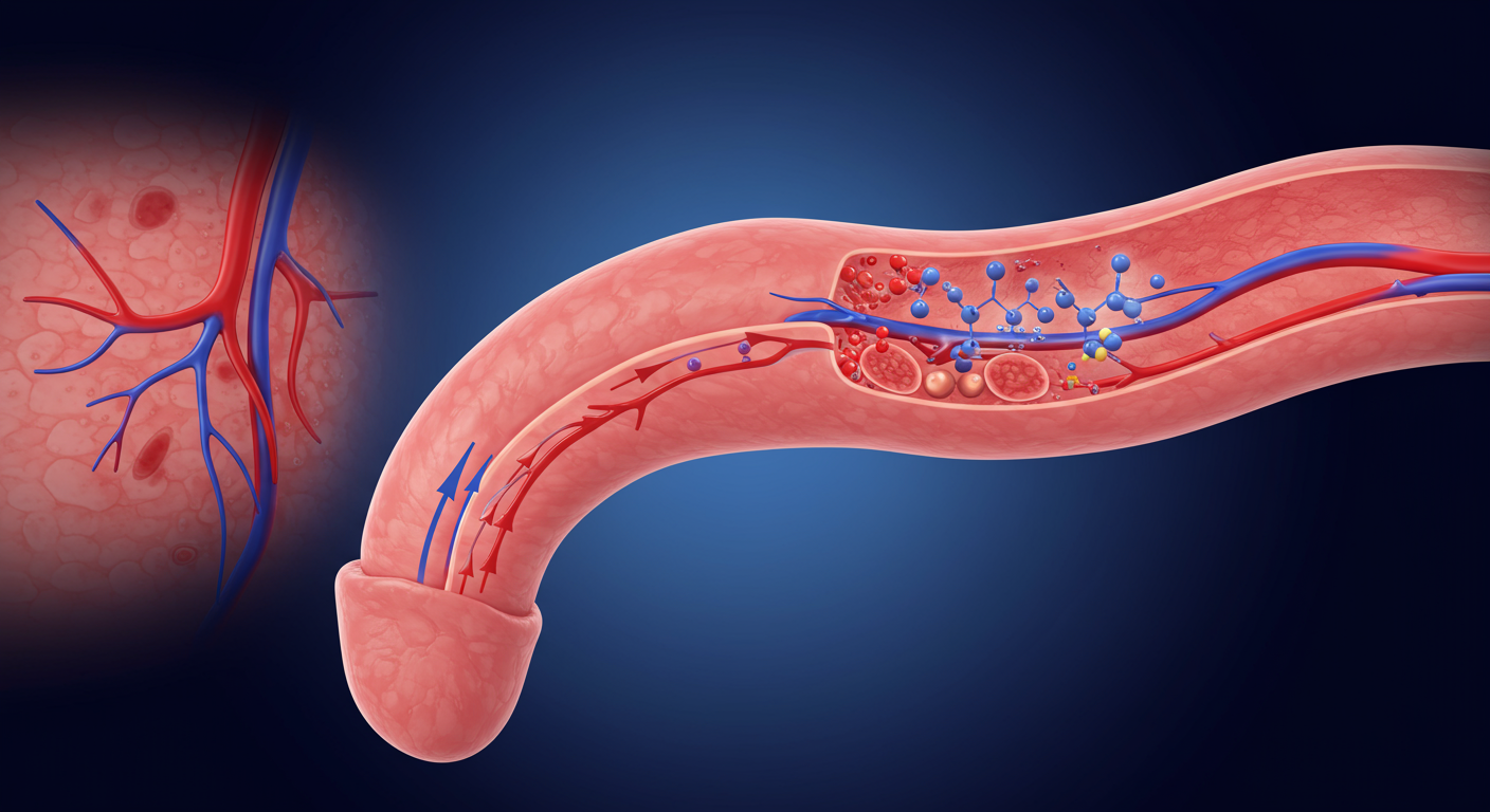 テストステロンとEDの関係を示す医療イラスト
