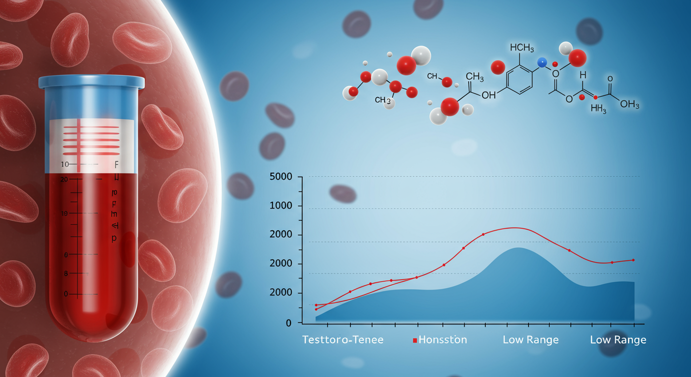 テストステロン検査と基準値を示す医療イラスト