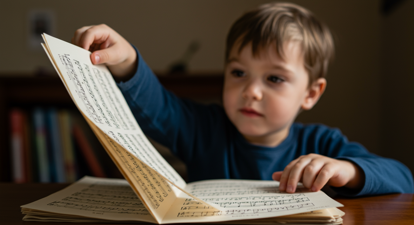 子どもが自分で楽譜を選んでいる様子