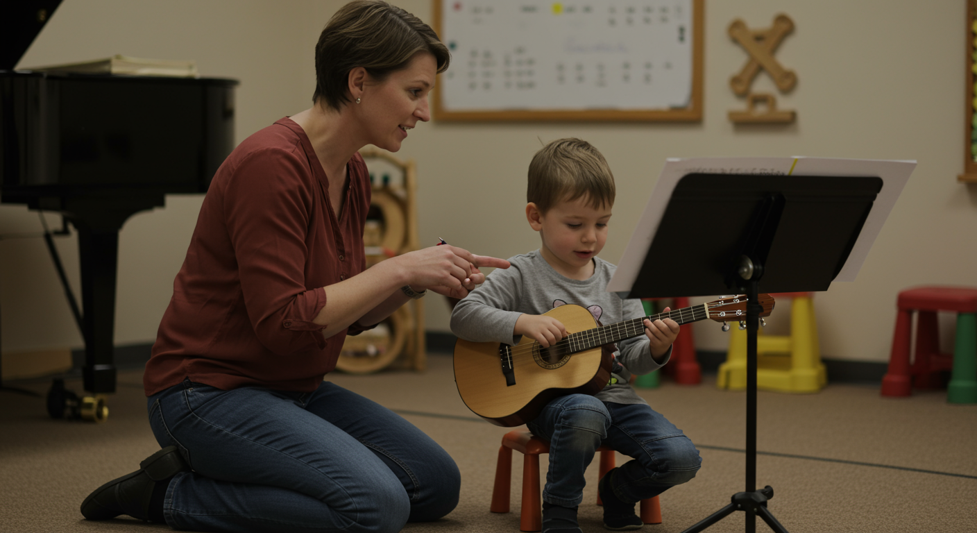 先生が子どもに寄り添って指導している様子