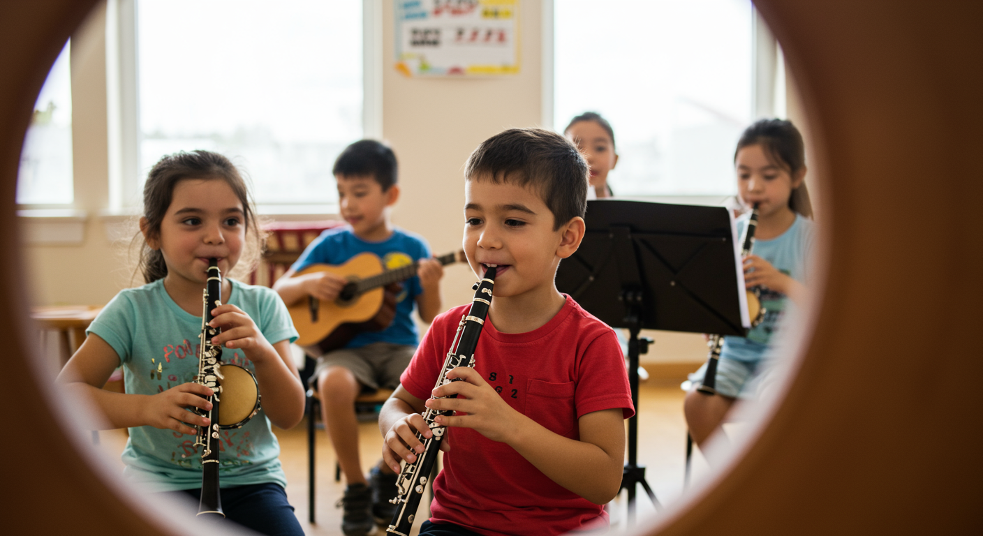 子どもたちが楽しそうに音楽に取り組んでいる様子