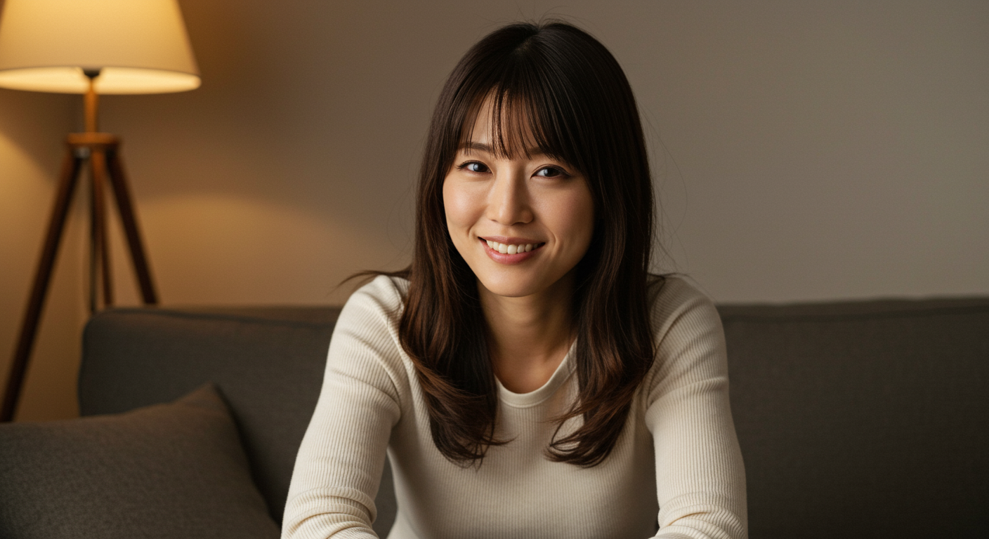 リラックスした表情で自然体でいる女性の様子