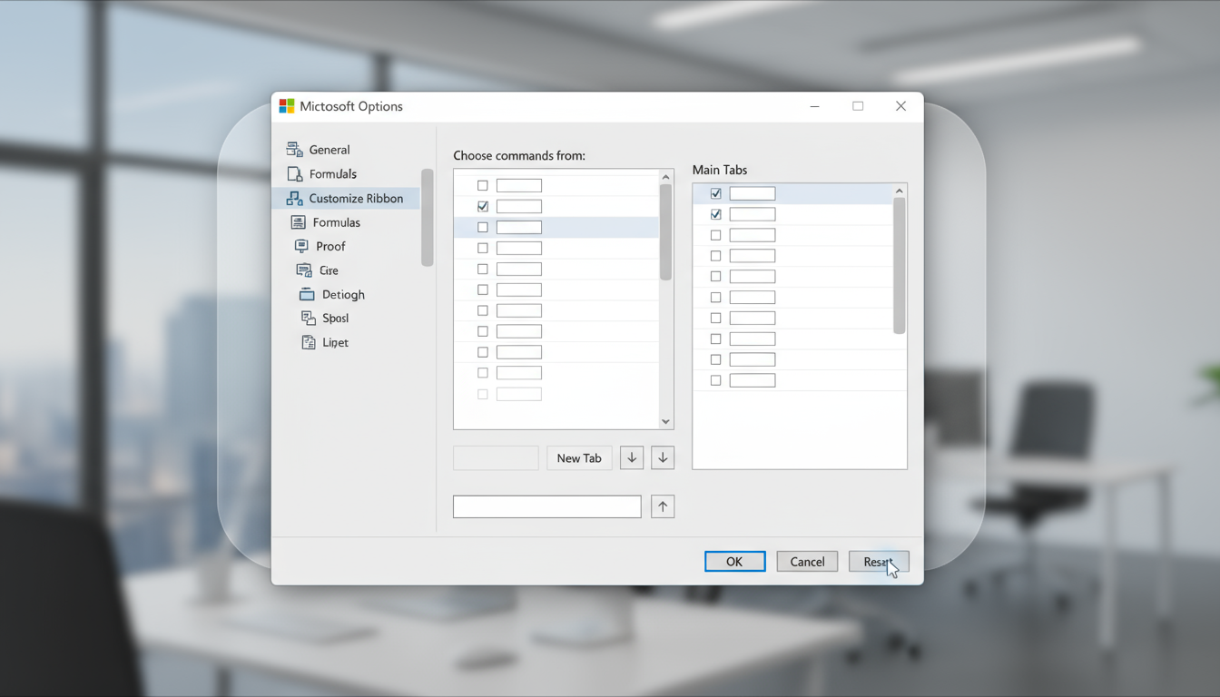 Excel開発タブ表示設定画面