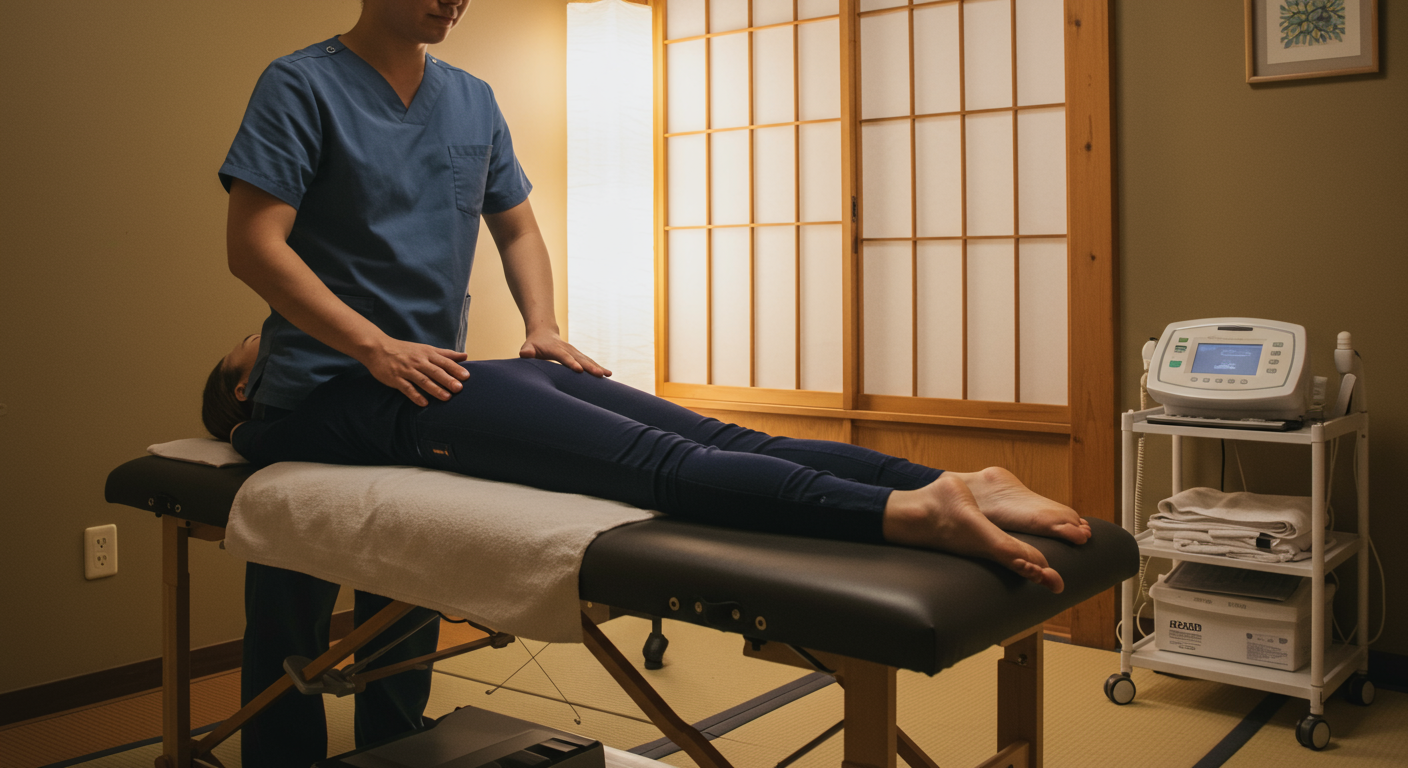 オステオパシー技術を用いた施術の様子