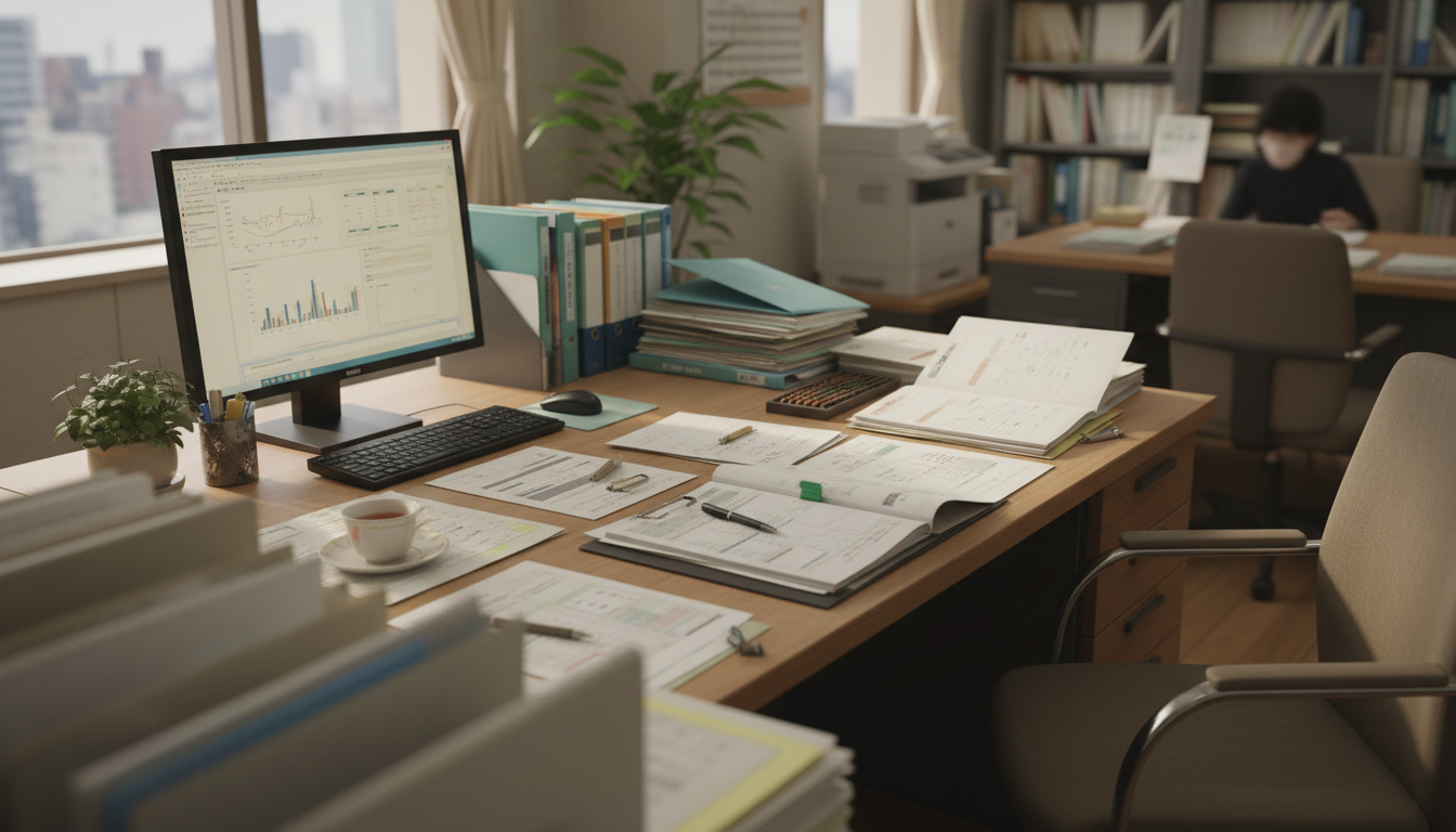 特殊車両通行許可申請の書類作成風景