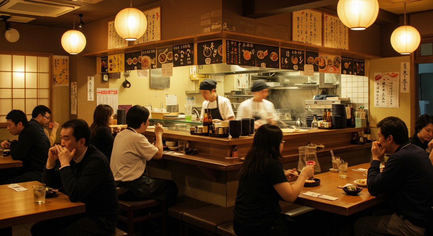 飲食店の店内で活気ある様子