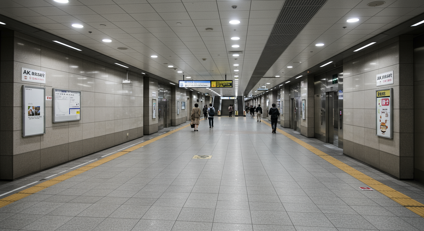 赤坂駅の洗練された駅構内と周辺の街並み