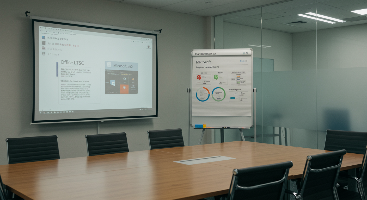 Office LTSCとMicrosoft 365の比較を示す図表