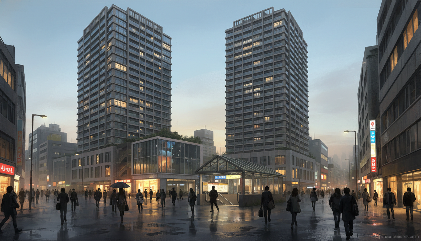 勝どき駅周辺のタワーマンション街と商業施設