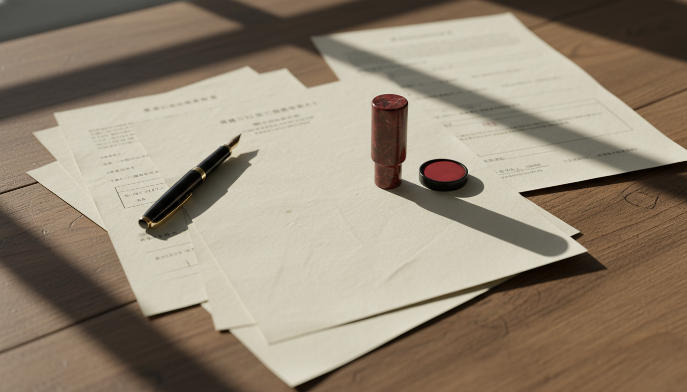 賃貸契約書類と印鑑