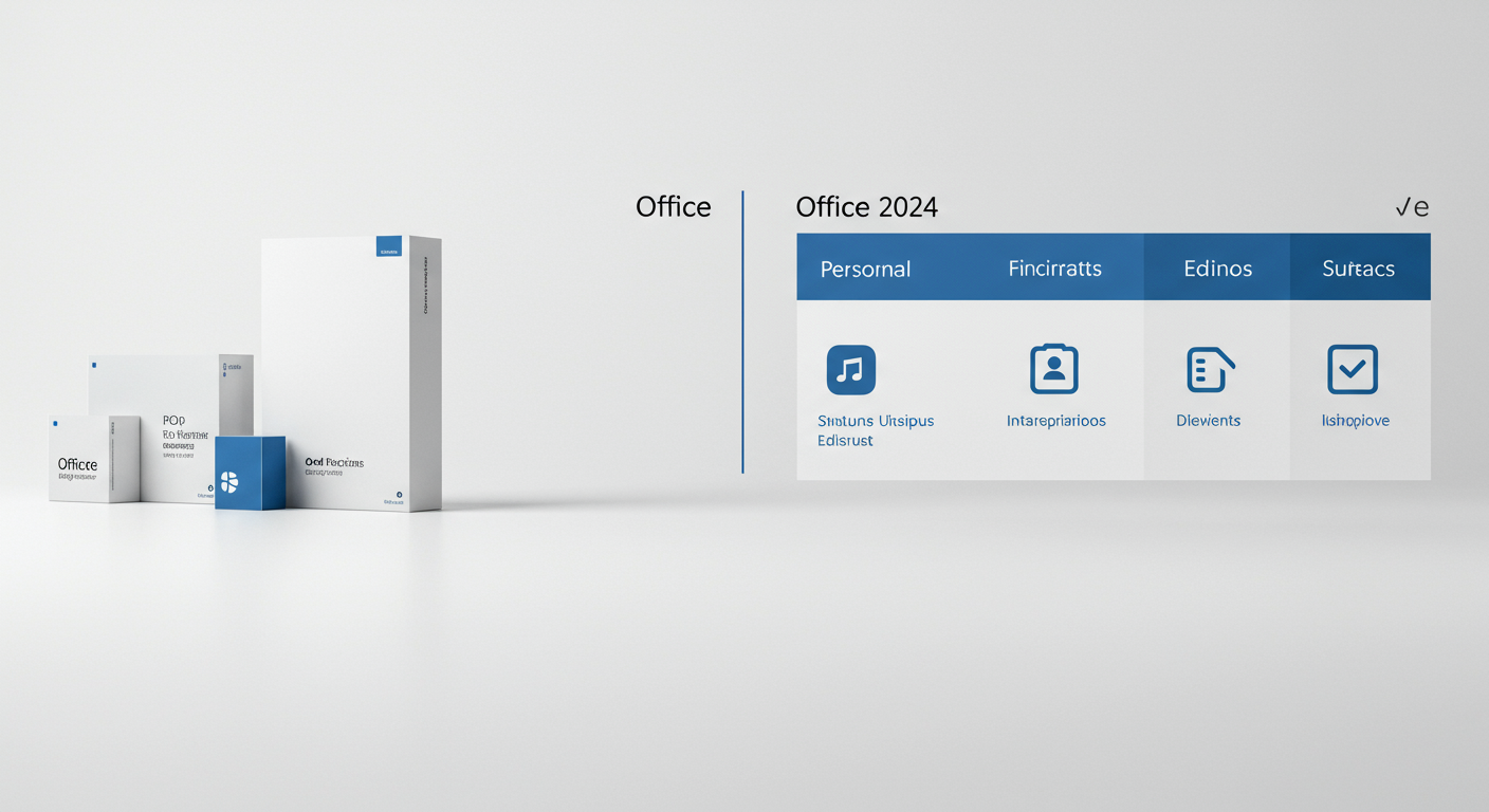 Office 2024の個人版と法人版の違いを示す比較表