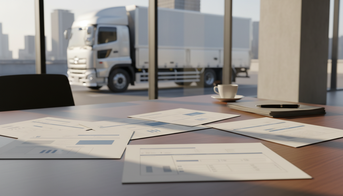 特殊車両通行許可申請書類と大型トラック