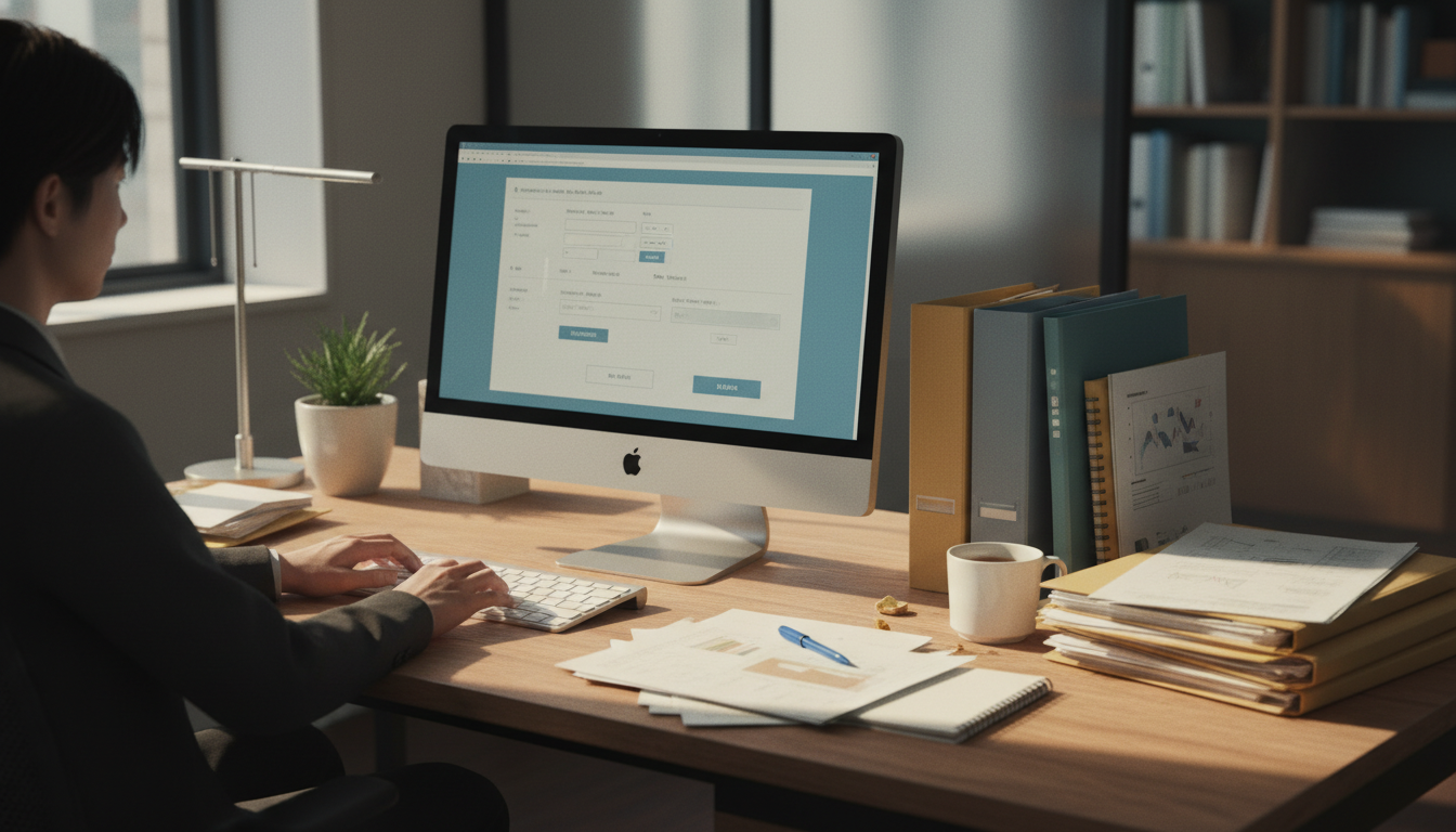 特殊車両通行許可申請書類の作成風景