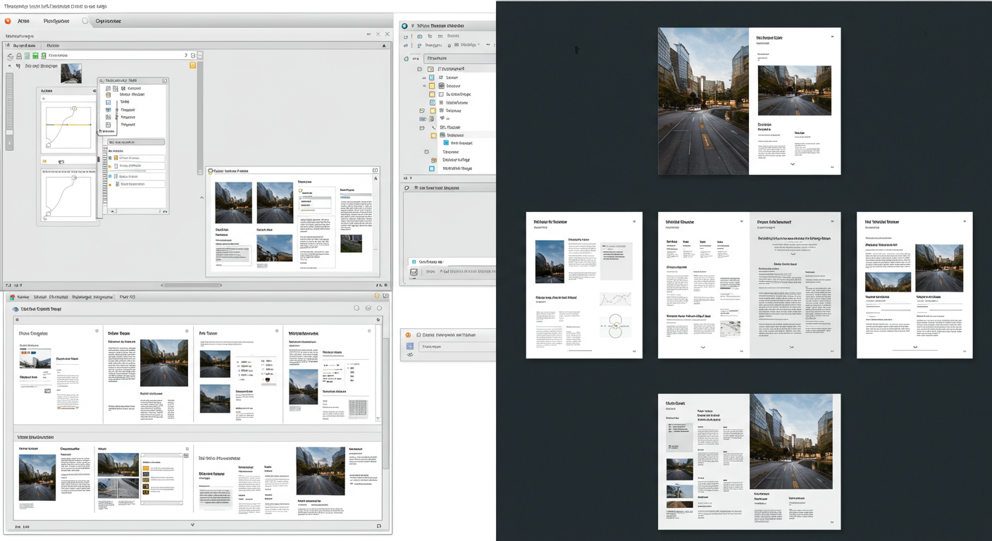Publisherでのレイアウト編集画面と多様なテンプレート