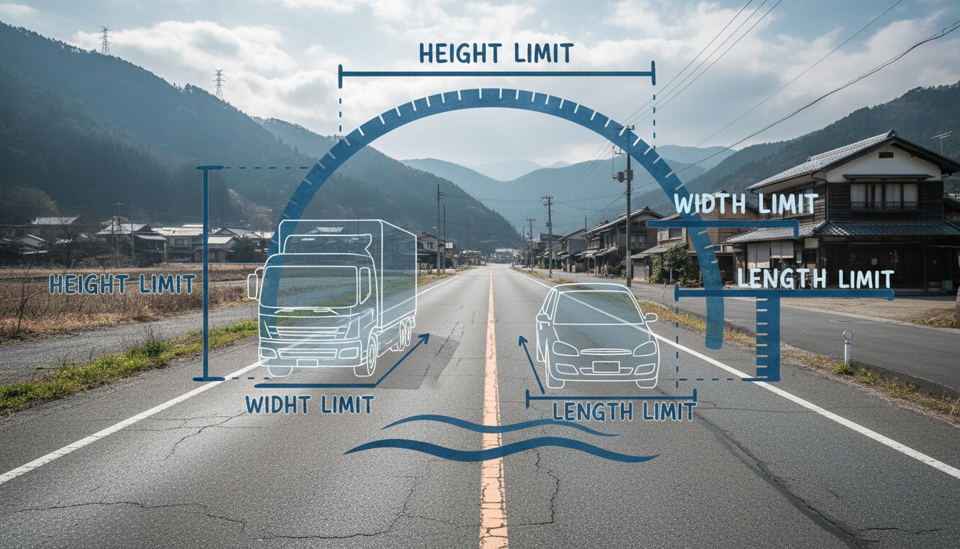 特殊車両通行許可の一般的制限値を示す図解
