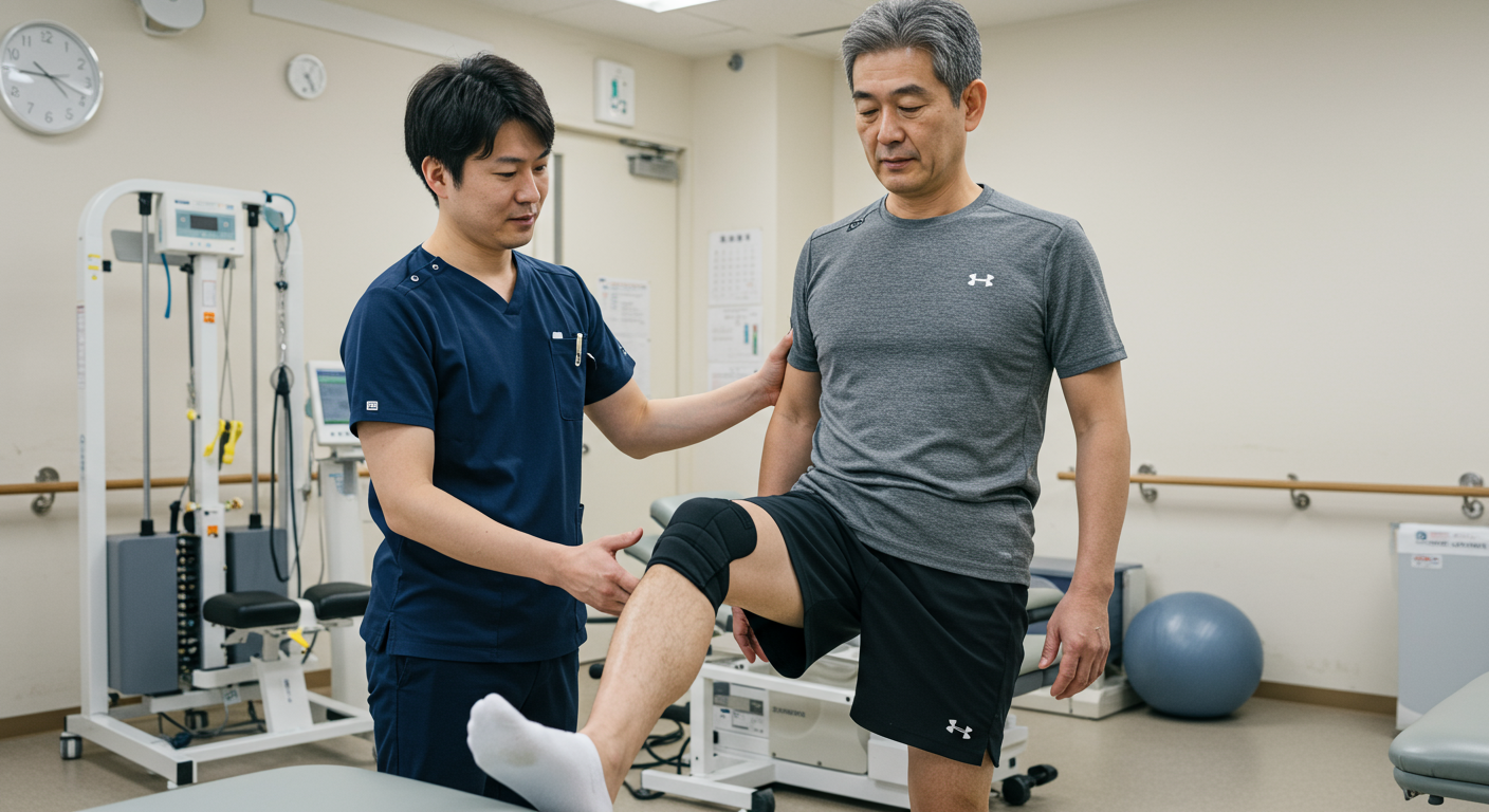膝のリハビリテーションを行う様子